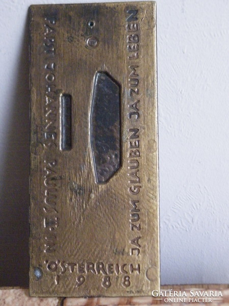 Bronze plaque e.H. Indicated ii. Pope János Pál in 1988