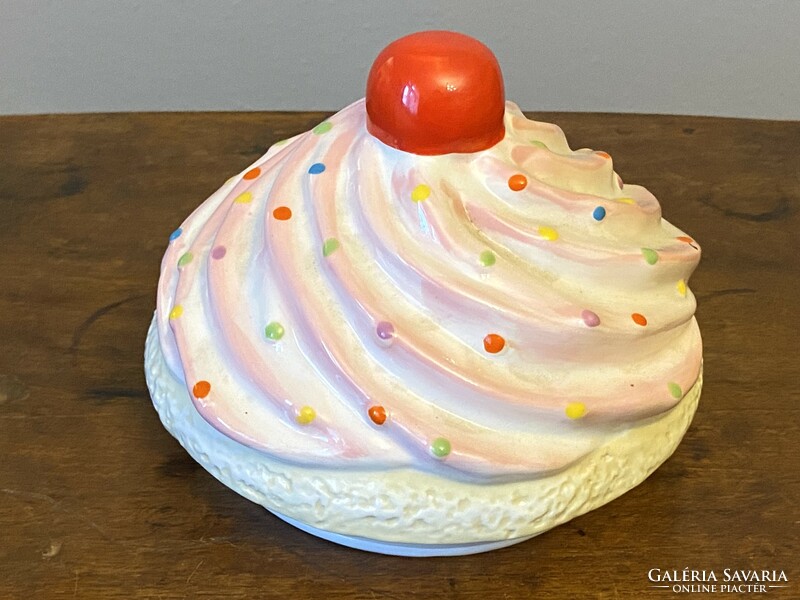 Cupcake cake painted earthenware bowl cover