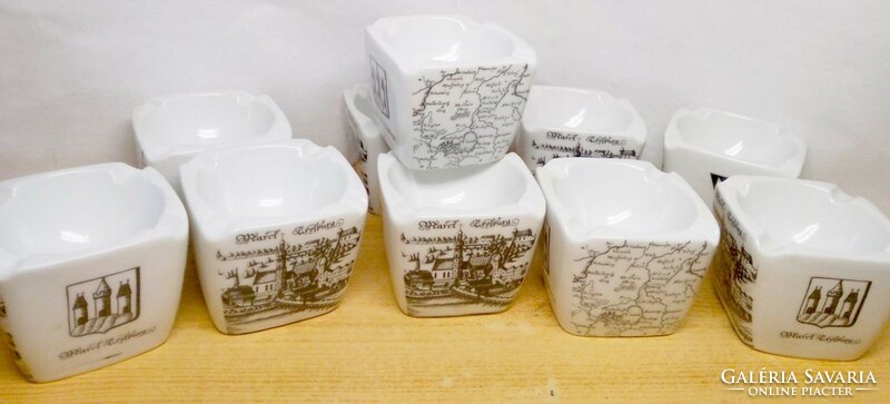 Bavaria patterned porcelain ashtray set on four sides 10 pcs. Together