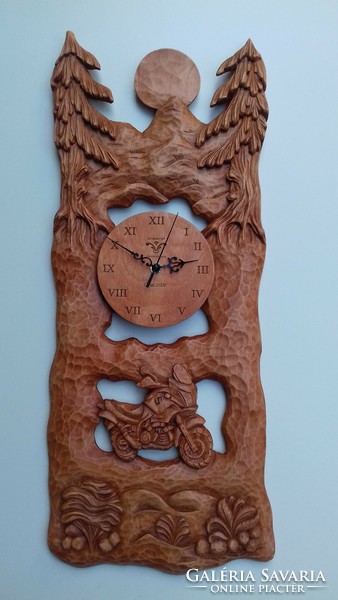 Motorcycle clock wall clock wooden clock carved clock motorcycle souvenirs motorcycle unique clock special clock