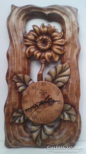 Flower clock sunflower clock clock wooden clock wall clock unique clock special clock sunflower clock antique clock carved