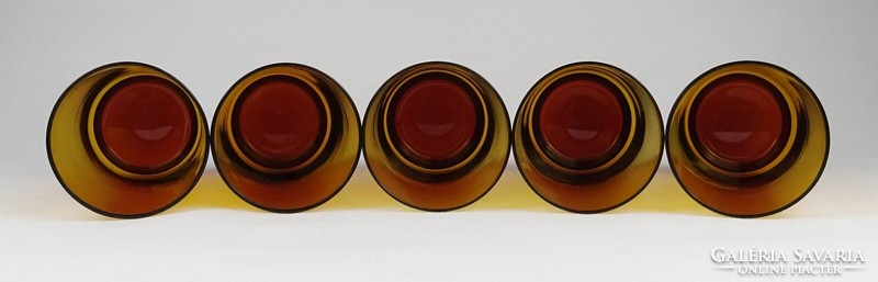 1P906 Retro borostyánsárga üveg pohár készlet 5 darab
