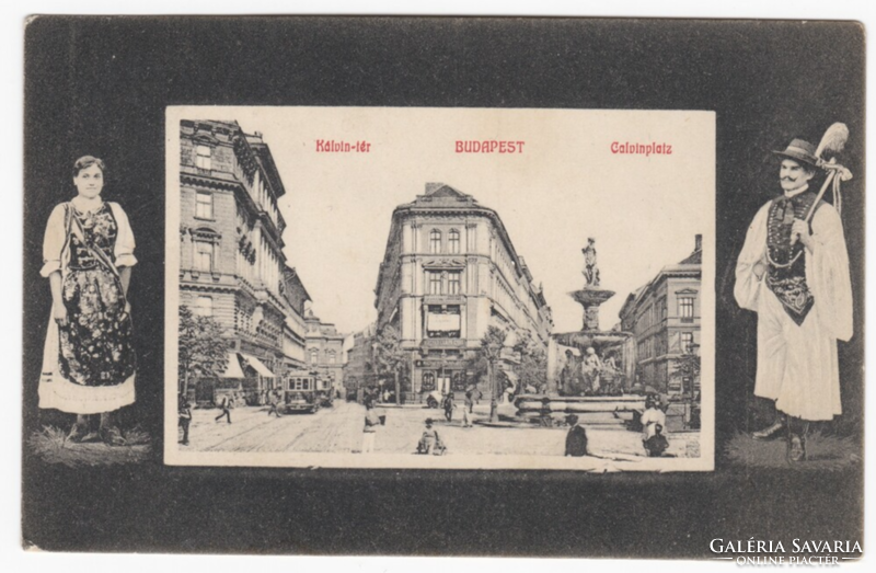 Kálvin-tér Budapest - antik képeslap 1911-ből