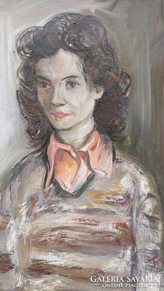 Jelzett olaj-farost női portré festmény