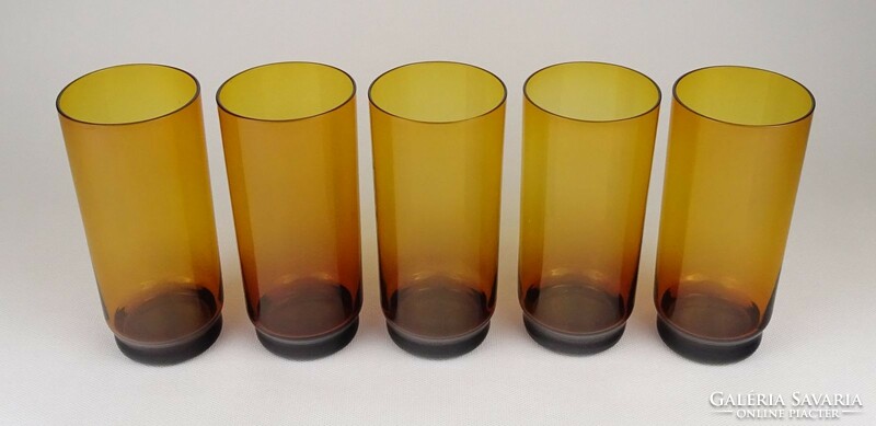 1P906 Retro borostyánsárga üveg pohár készlet 5 darab