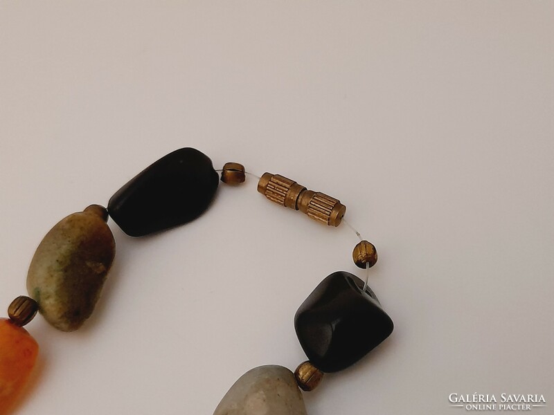 Vegyes ásványköves, ásvány, régi, vintage nyaklánc, 68 cm