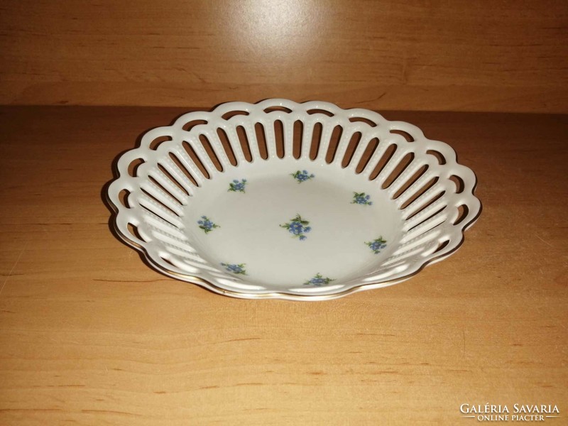 Gdr blue flower pattern openwork edge porcelain bowl - dia. 19 cm (6p)