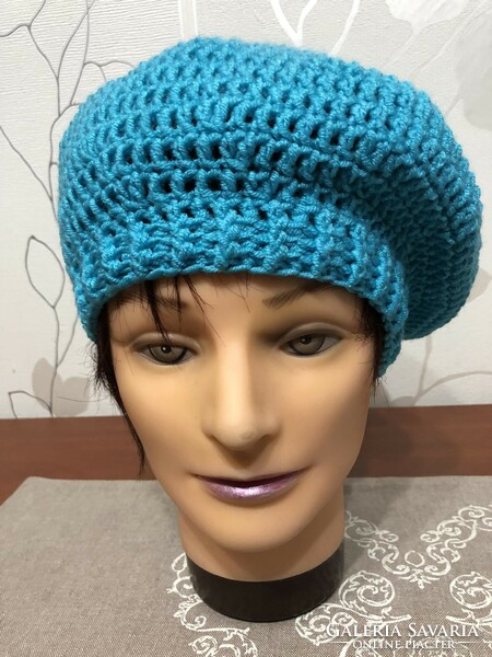 Turquoise beret cap s/m