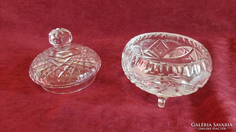 Three-legged crystal sugar bowl, bonbonier