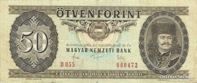 50 forint 1983 alacsony sorszám 000472 Ritka