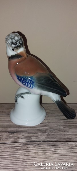 Hibátlan, ritka ENS Volkstedt porcelán madár, szajkó