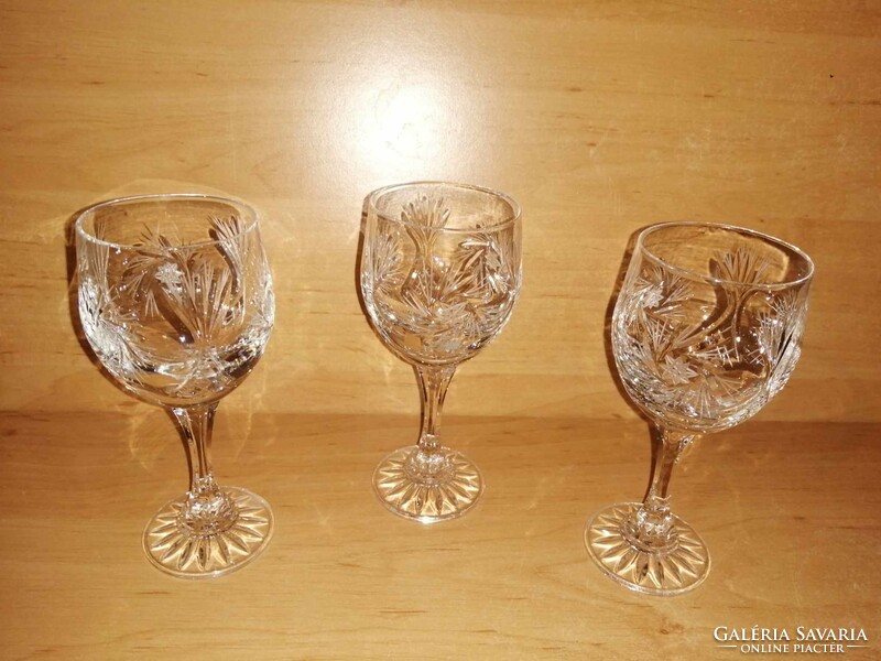 Kristály üveg talpas pohár  - 3 db egyben - 12,5 cm magas (7/K)