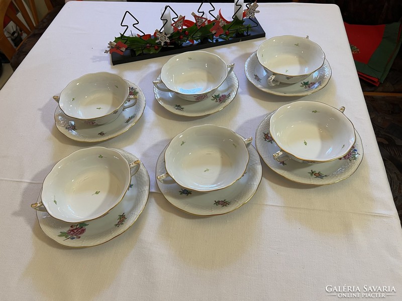 Herend Eton patterned soup cups with bottoms, set of 6, perfect sale!!