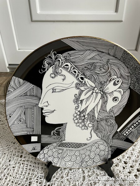 Beautiful Hólloház porcelain 31 cm diameter Saxon endre wall plate plate legacy