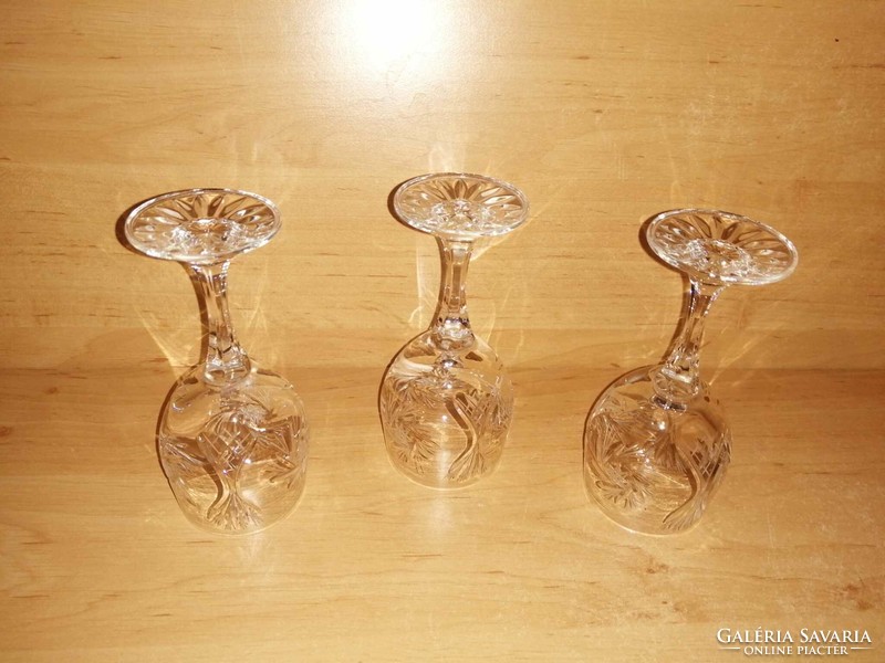 Kristály üveg talpas pohár  - 3 db egyben - 12,5 cm magas (7/K)
