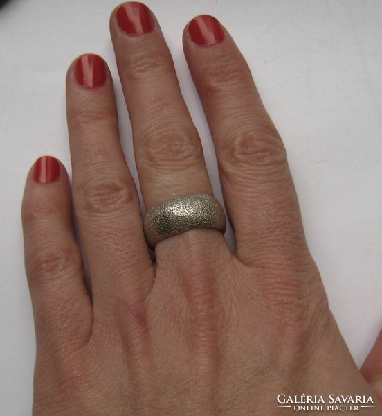 Hammered, shiny silver hoop ring