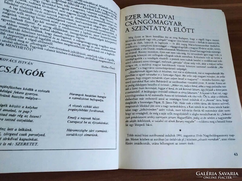 Ősz Erőss Péter: Moldvai csángómagyar kalendárium az 1992-es esztendőre