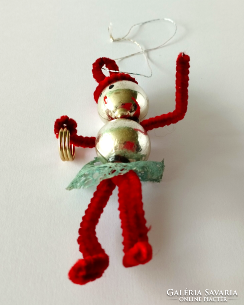 Old glass - chenille dancing girl Christmas tree ornament