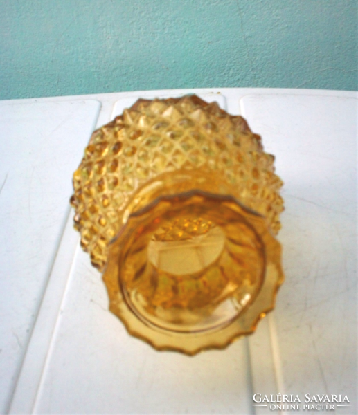 Borostyán Oberglas üveg váza, bütykös lapracsiszolt, szép és abszolut hibátlan