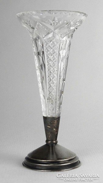 1P842 silver-plated alpaca footed polished crystal goblet 15 cm