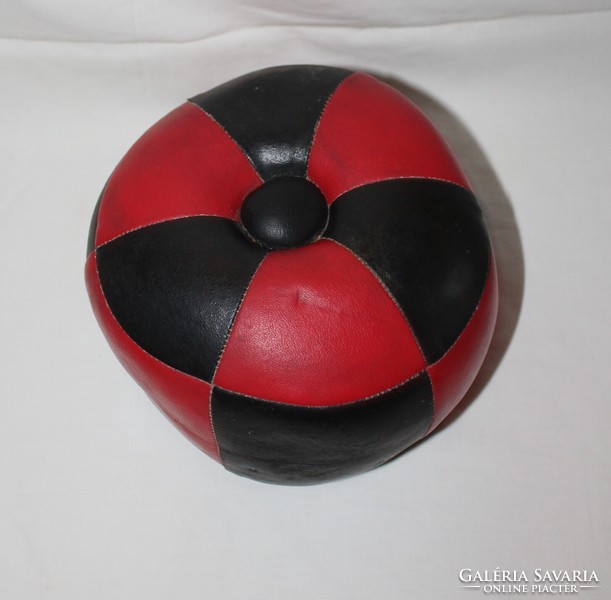 Old small leather pouf doll furniture