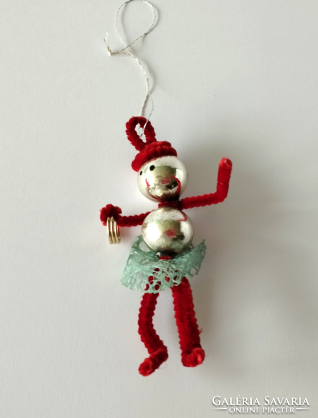 Old glass - chenille dancing girl Christmas tree ornament