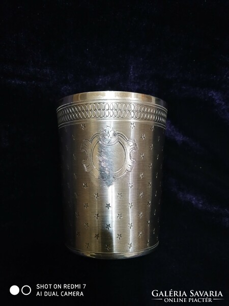 Antique silver (950) French glass with gilded interior. (111.9Gr.)