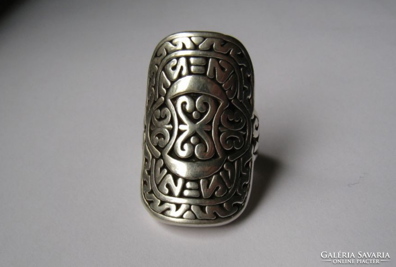 Designer ezüst gyűrű, azték, mexikói mintázással