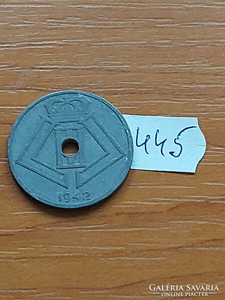 Belgium belgique - belgie 25 centimes 1942 ww ii. Zinc, iii. King Leopold 445