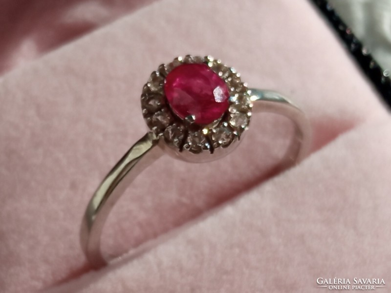 Burmai rubin drágaköves 925 ezüst gyűrű 58