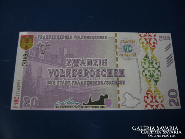 Frankenberg / Germany 20 volksgroschen 2018! Rare fantasy paper money! Ouch!