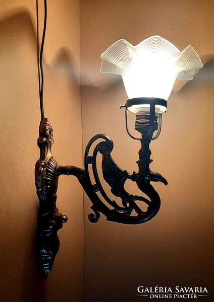 Szecessziós sárkányos bronz falikar lámpa ALKUDHATÓ design