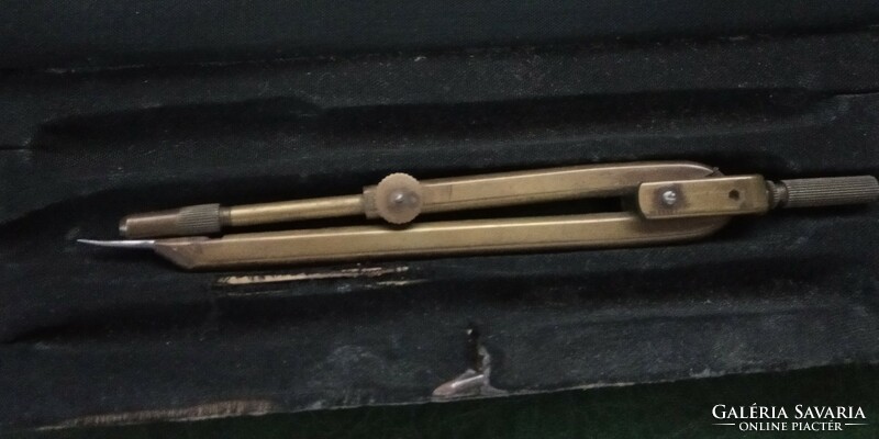 Old school object antique brass compass in original wooden box