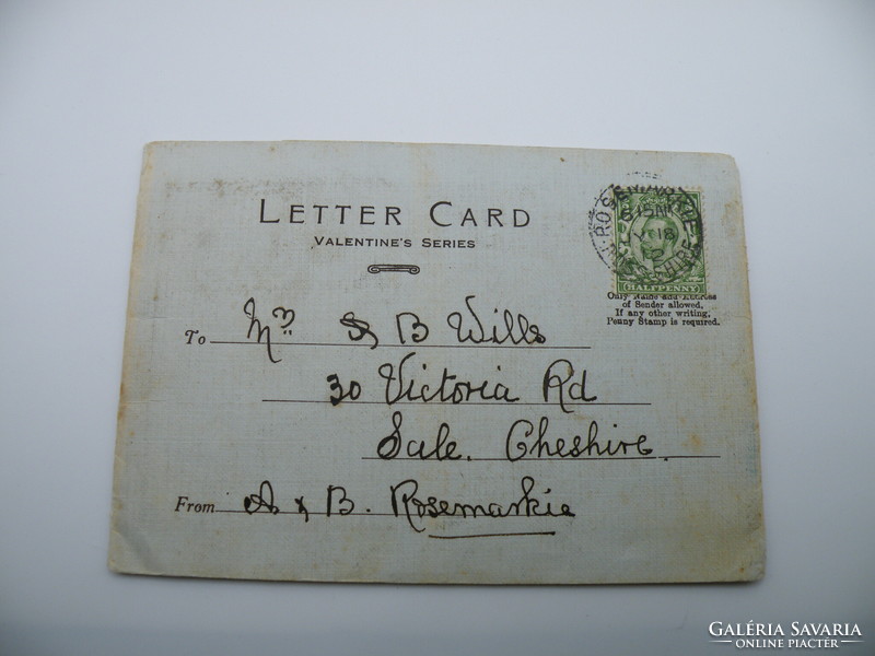 UK0046  1912 Anglia boríték levél képekkel bélyeg pecsét