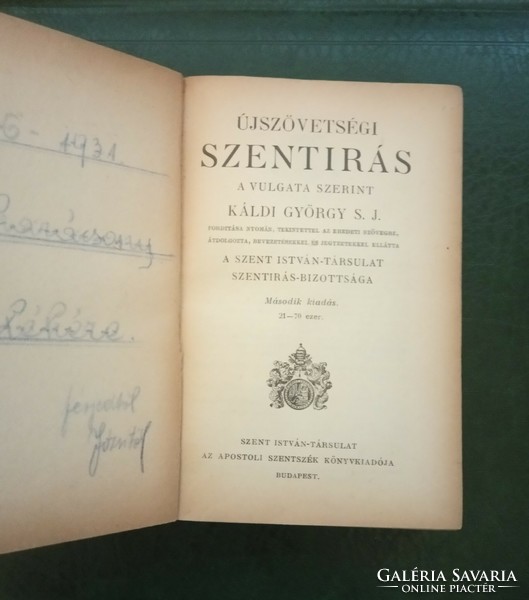 1928 Újszövetségi Szentírás a Vulgata szerint Káldi György fordítása
