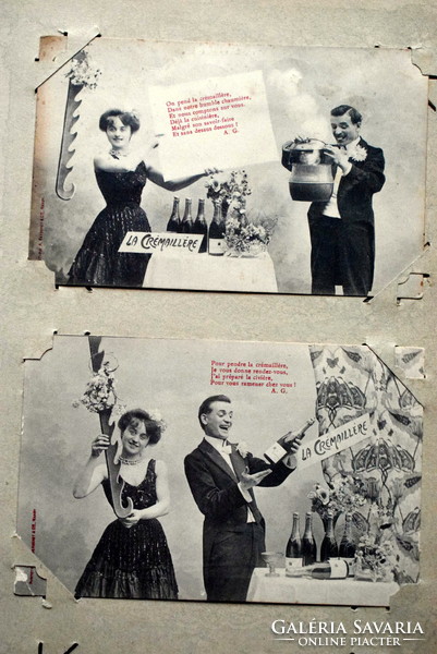 2 darab humoros fotó képeslap - pezsgős ünnep