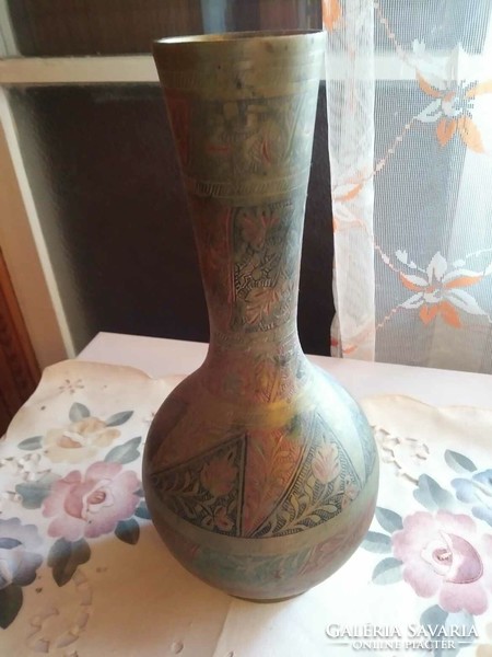 Indian painted copper vase