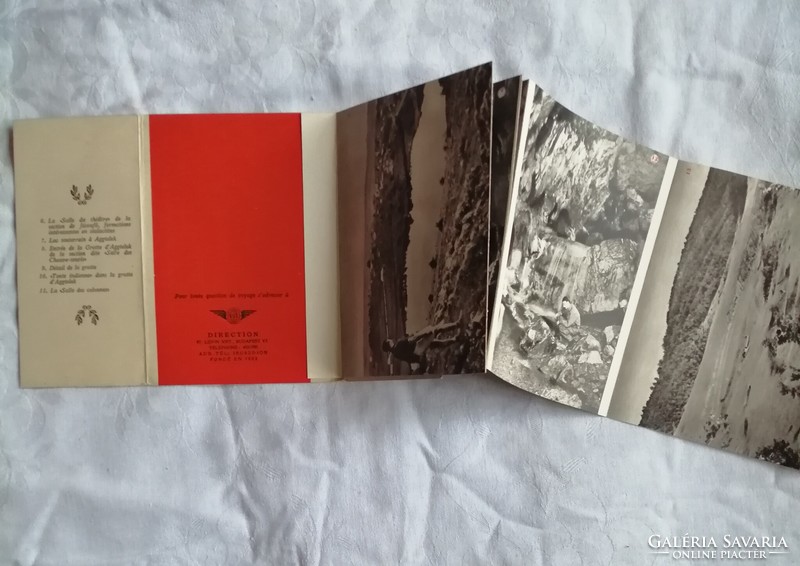 Aggtelek IBUSZ 1958. francia magyar nyelvű leporellós kiadvány 14 fekete- fehér fotóval