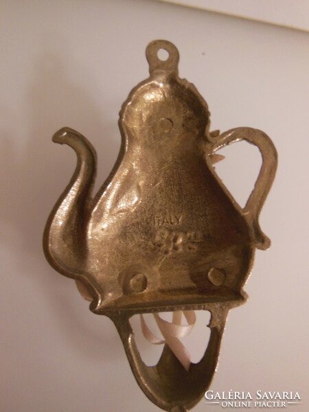 Hanger - brass - 13 x 9 cm - teapot - shaped - old - Austrian - perfect