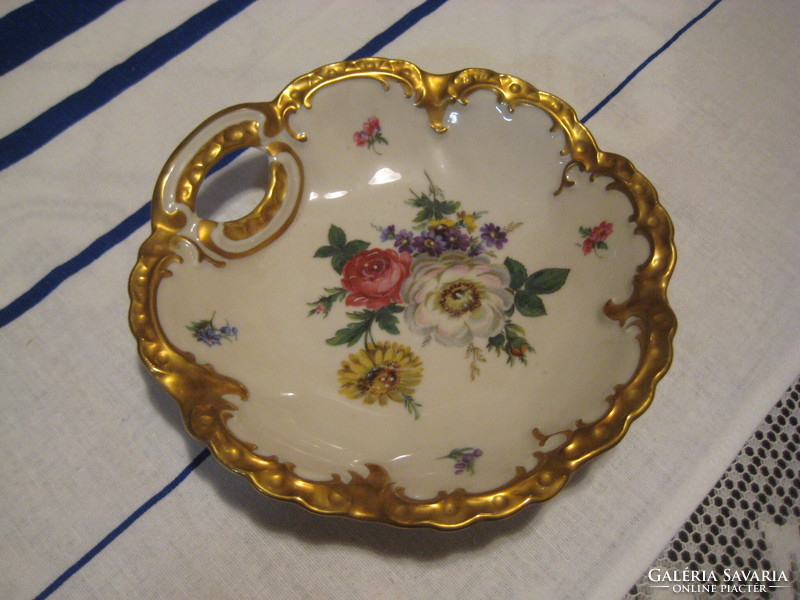 Schlegelmilch bowl, hand painted with lots of gold, l 19 cm