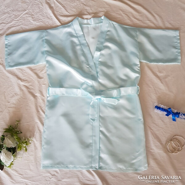 Light blue satin robe, making robe - approx. L-shaped