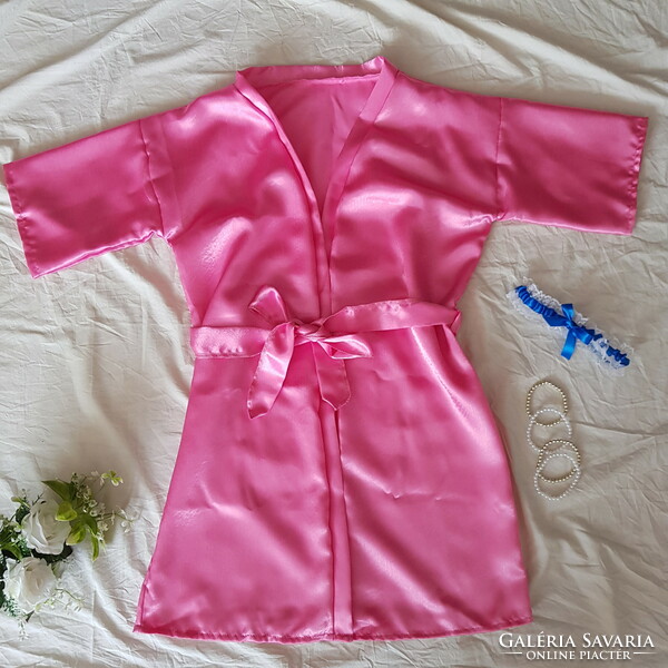 Pink satin robe, ready-to-wear robe - approx. L-shaped