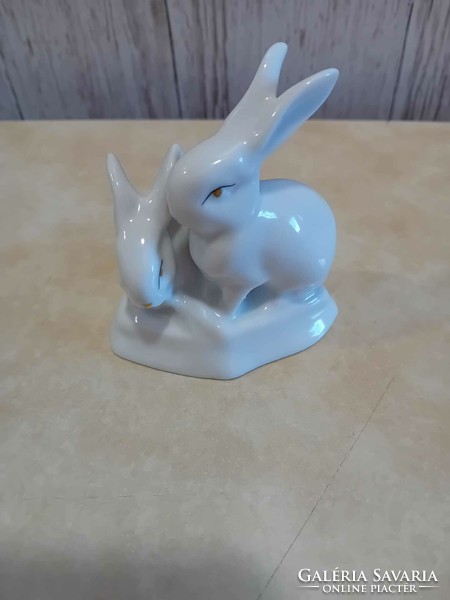 Ravenclaw porcelain bunny couple with gold painting