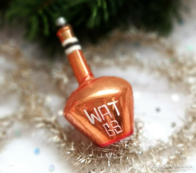 Régi üveg Wiszkys palack karácsonyfa dísz 8cm