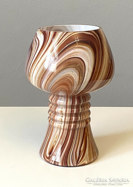 Brown marble pattern retro glass vase table decoration 25 cm