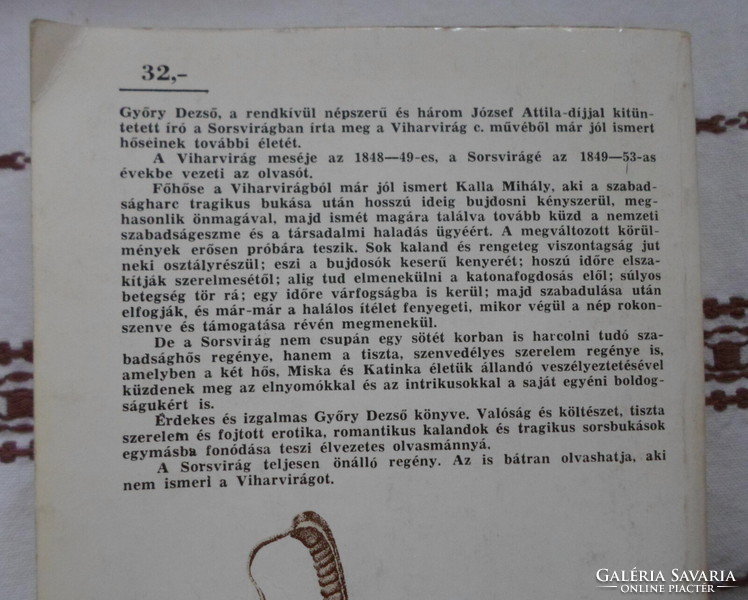 Győry Dezső: Sorsvirág (Magvető, 1974; történelmi regény)