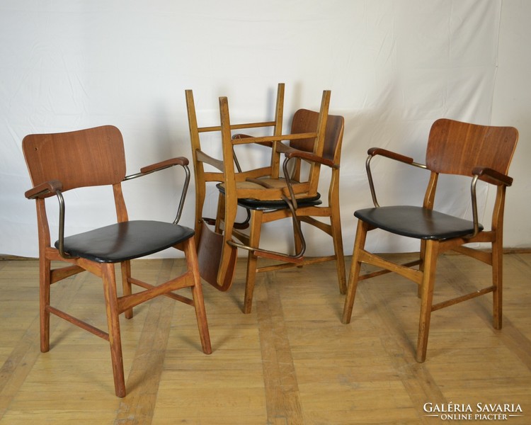 4 retro Danish teak chairs 1950 mid-century dining chairs