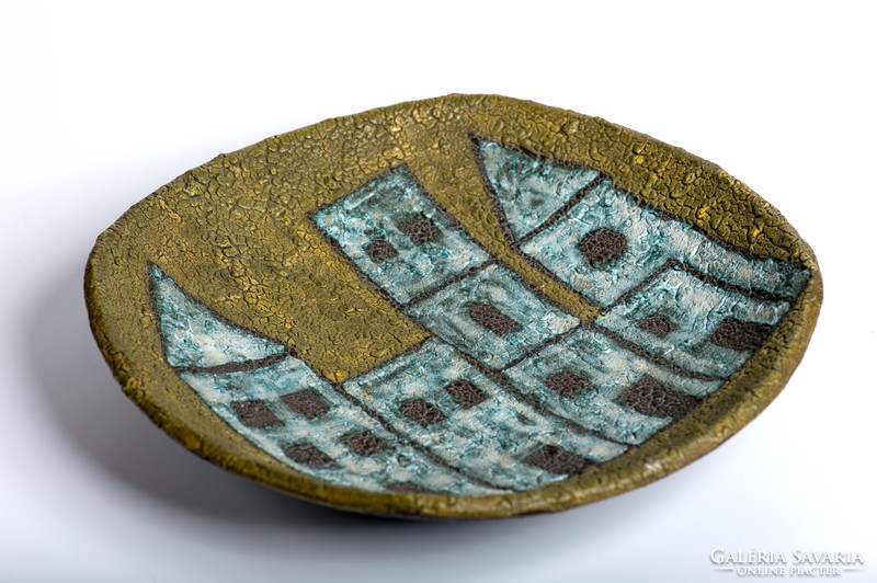 Modernist applied art ceramic bowl by éva Bod