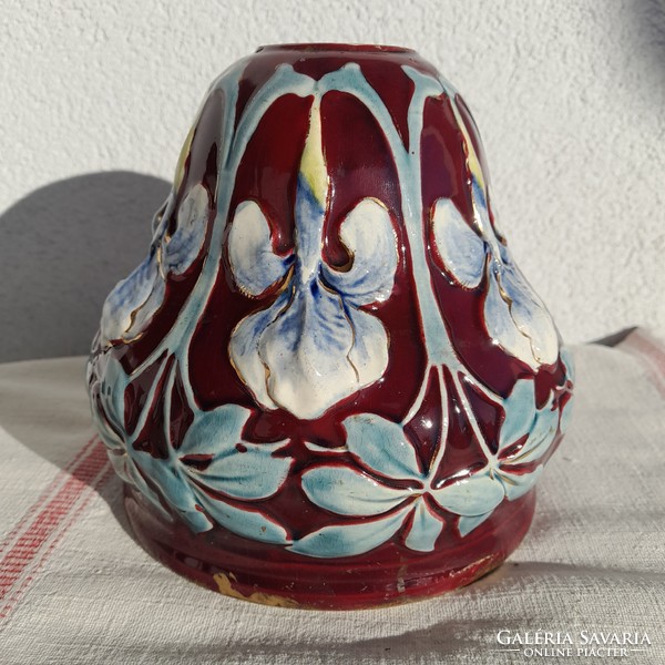 Art Nouveau majolica kerosene lamp for alj / kaspó too! /