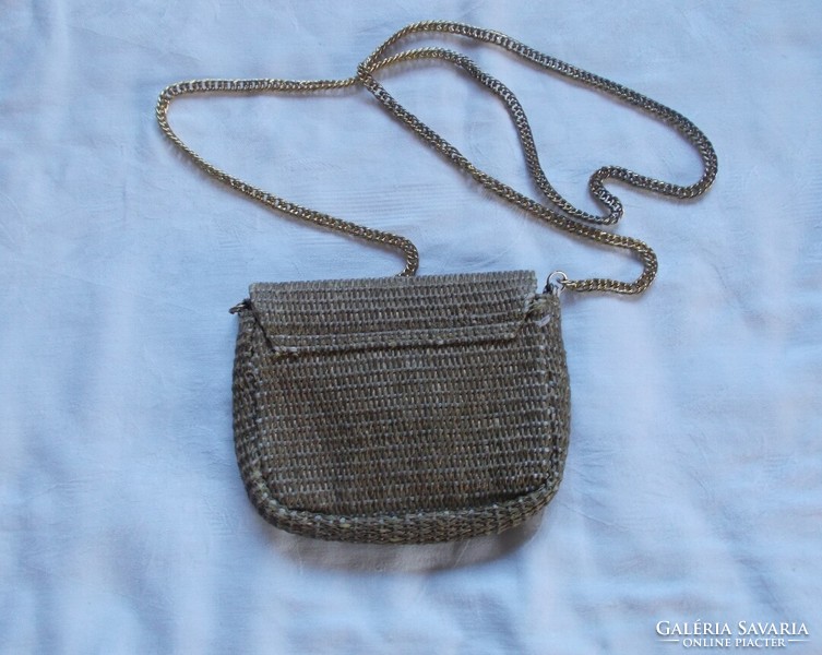H m chain, crocheted bag with gold embroidery, party bag, reticule